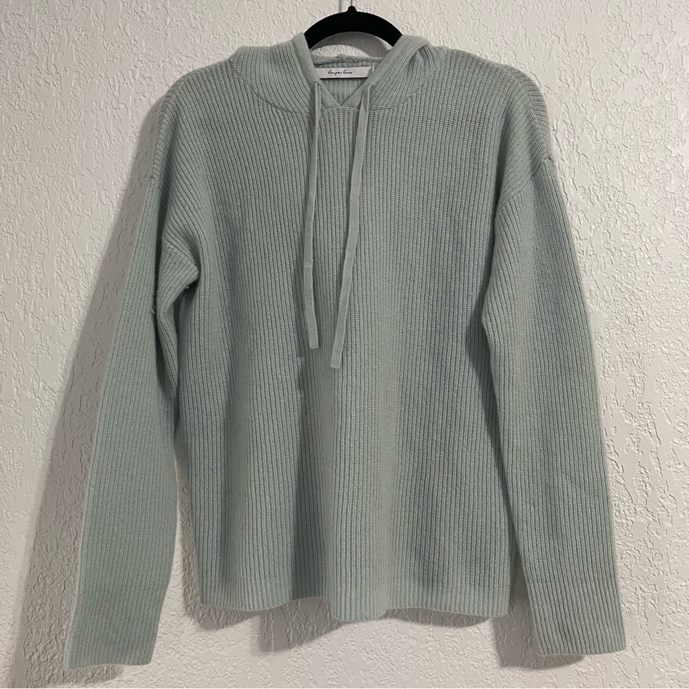 Harper Lane Pale Blue 100% Cashmere Hooded Sweater Size S‎